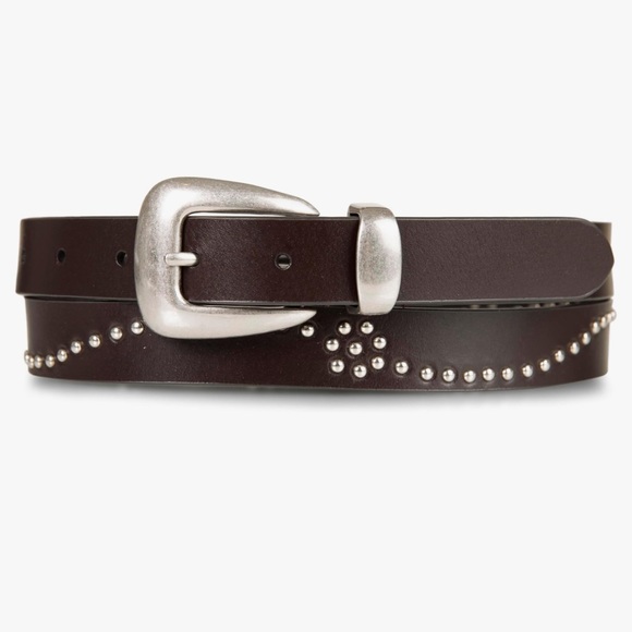 Lucky Brand Accessories - Lucky Brand Dark Brown Leather Studded Western 1" Belt w/ Silver Accents S, M, L